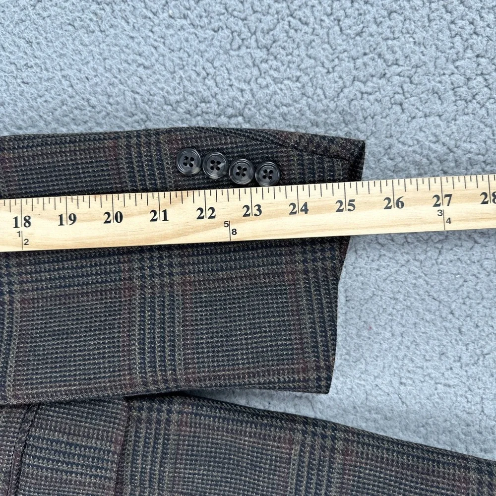 Jos. A. Bank Blazer Men 43R Brown Glen Plaid Wool 2 Button Lined Sports Coat